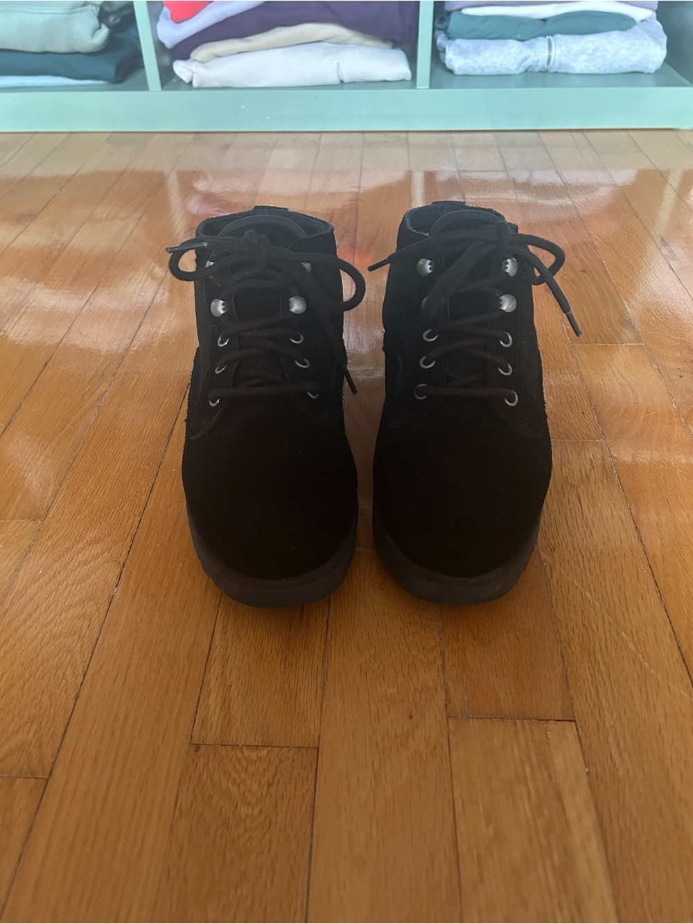 UGG Black Suede Lace-Up Ankle Booties